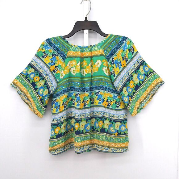 Farmers Market by oneworld Shirt Womens Size PS Floral Tassels Pullover Blouse - Picture 2 of 6
